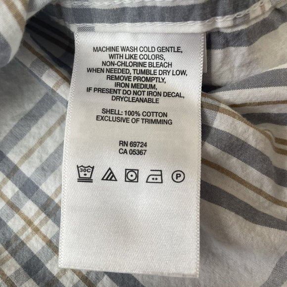 Columbia Shirt Mens XXL Plaid Button Down 100% Cotton Office Casual Gray Tan - Picture 5 of 8